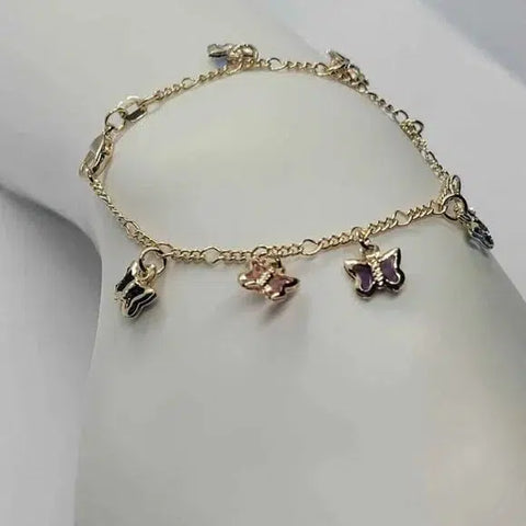 Brand New  Brazilian 18k Gold Filled Multi color Butterfly Bracelet