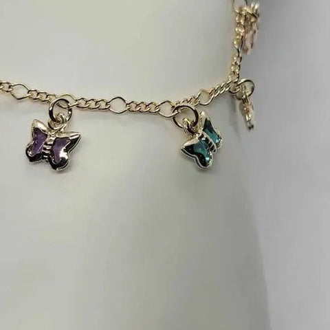 Brand New  Brazilian 18k Gold Filled Multi color Butterfly Bracelet