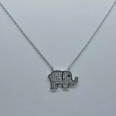 Brand New Sterling Silver 925 Elephant with cubic zirconia stones Necklace