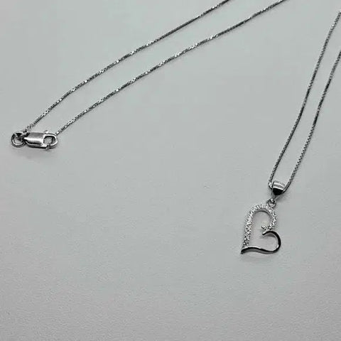 Brand New Sterling Silver 925 Heart with Zirconia stones Necklace