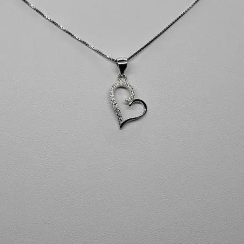 Brand New Sterling Silver 925 Heart with Zirconia stones Necklace