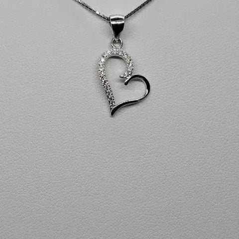 Brand New Sterling Silver 925 Heart with Zirconia stones Necklace