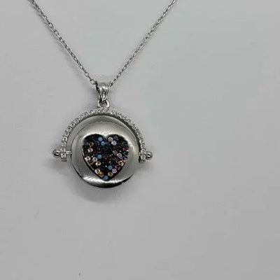 Brand New Sterling Silver 925 Round Multi Color Heart Necklace