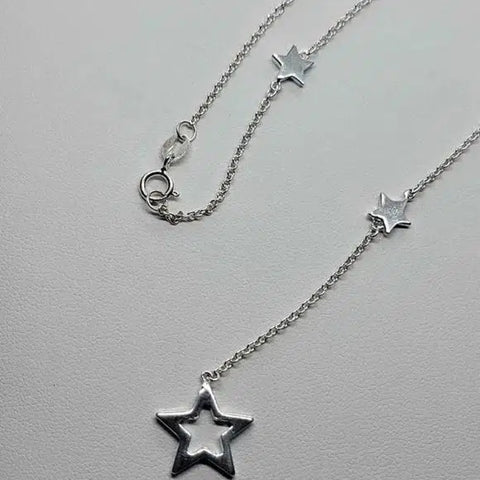 Brand New Sterling Silver 925 Multi Star Necklace