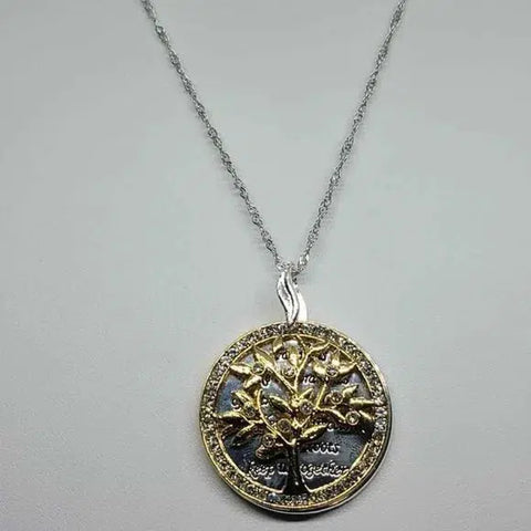 Brand New 18k Gold Plated Sterling Silver Tree Of Life Necklace