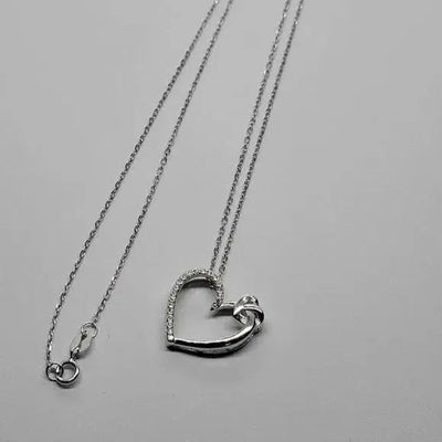 Brand New Sterling Silver 925 Heart w/ Cz stones Necklace