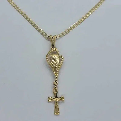 Brand New Brazilian 18k Gold Filled Virgen And Cross Necklace