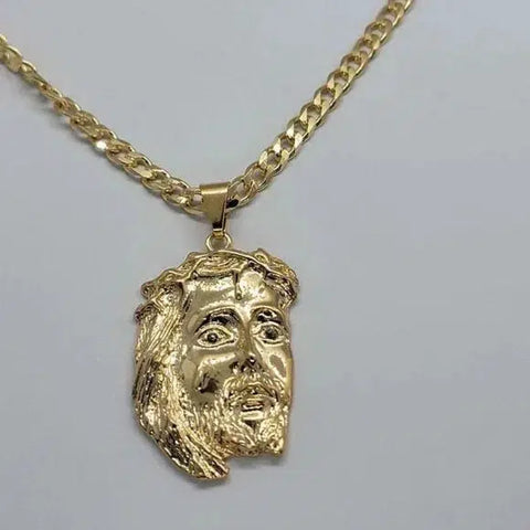 Brand New Brazilian 18k Gold Filled Jesus with crown Necklace