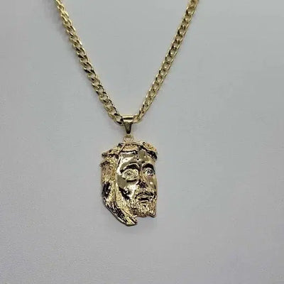 Brand New Brazilian 18k Gold Filled Jesus with crown Necklace