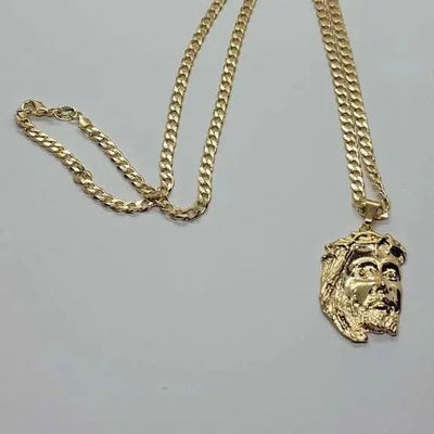 Brand New Brazilian 18k Gold Filled Jesus with crown Necklace