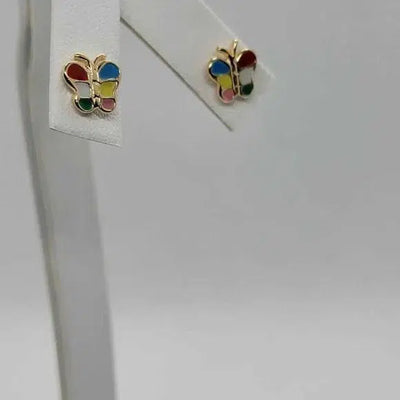 Brand New Brazilian 18k Gold Filled Multi Color Butterfly Earrings