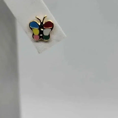 Brand New Brazilian 18k Gold Filled Multi Color Butterfly Earrings