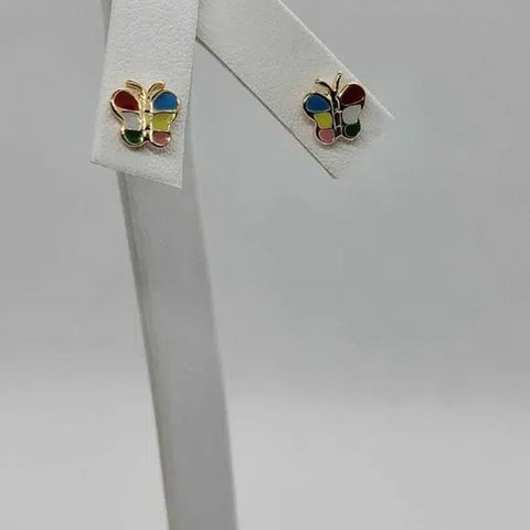 Brand New Brazilian 18k Gold Filled Multi Color Butterfly Earrings