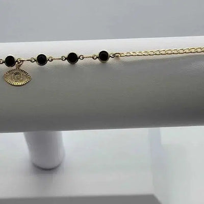 Brand New Brazilian 18k Gold Filled Evil Eye with Black Gems Anklet