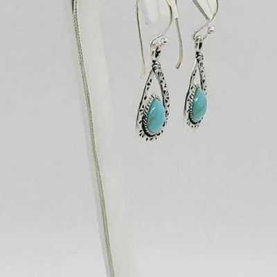 Brand New Sterling Silver 925 Blue opal Earrings