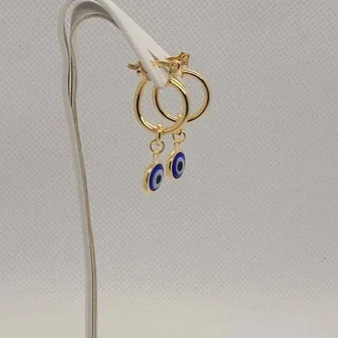 Brand New Brazilian 18k Gold Filled Blue Evil Eye Earrings