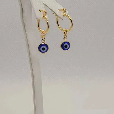 Brand New Brazilian 18k Gold Filled Blue Evil Eye Earrings