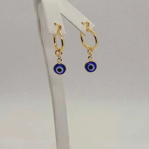 Brand New Brazilian 18k Gold Filled Blue Evil Eye Earrings