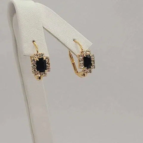 Brand New Brazilian 18k Gold Filled Black gem & Cubic Zirconia Stones earrings