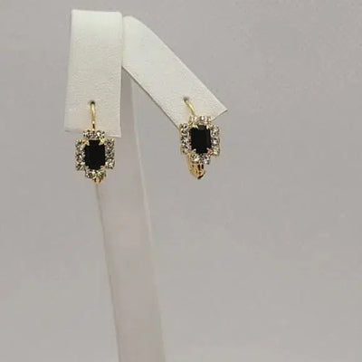 Brand New Brazilian 18k Gold Filled Black gem & Cubic Zirconia Stones earrings