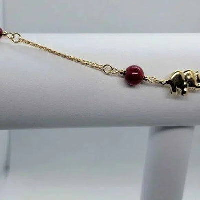 Brand New Brazilian 18k Gold Filled Red Bead Elephant Anklet