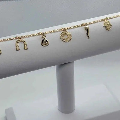 Brand New Brazilian 18k gold filled Multi Good Luck Charms Anklet