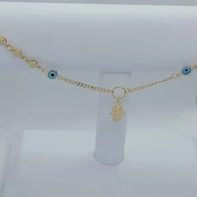 Brand New Brazilian 18k Gold Filled Hamsa & Evil Eye Anklet