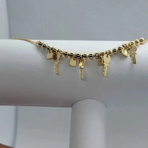 Brand New Brazilian 18k gold filled keys and lock Anklet