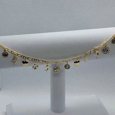 Brand New Brazilian 18k Gold Filled Lucky Multi Charms Anklet