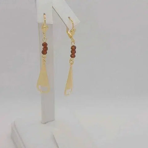 Brand New Brazilian 18k Gold Filled Brown Beaded Earrings