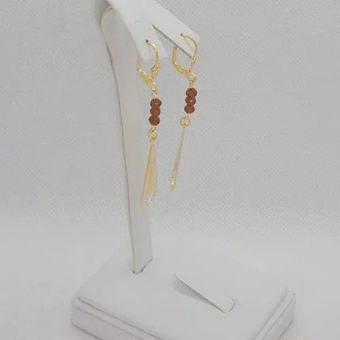 Brand New Brazilian 18k Gold Filled Brown Beaded Earrings