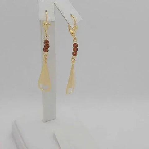 Brand New Brazilian 18k Gold Filled Brown Beaded Earrings