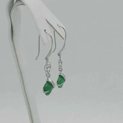 Brand New Sterling Silver 925 Heart Jade Earrings