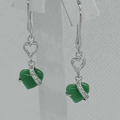 Brand New Sterling Silver 925 Heart Jade Earrings