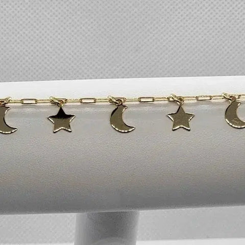 Brand New Brazilian 18k Gold Filled Moon & Star Anklet