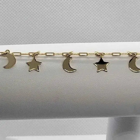 Brand New Brazilian 18k Gold Filled Moon & Star Anklet