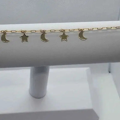 Brand New Brazilian 18k Gold Filled Moon & Star Anklet