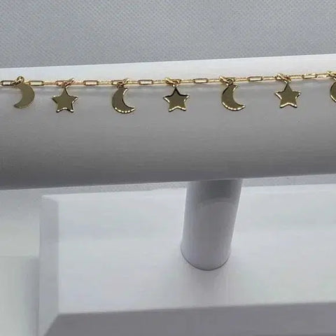 Brand New Brazilian 18k Gold Filled Moon & Star Anklet