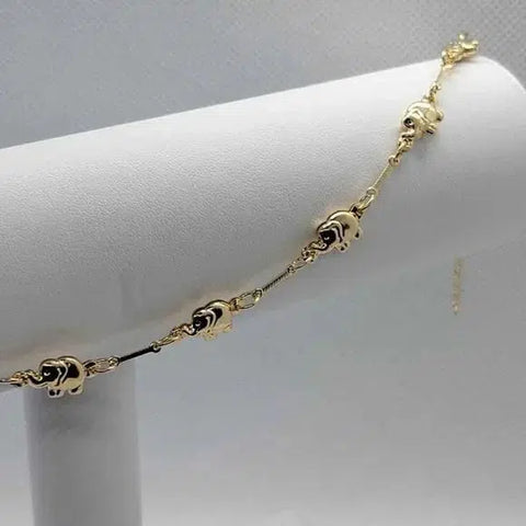 Brand New Brazilian 18k Gold Filled 8 Elephants Anklet