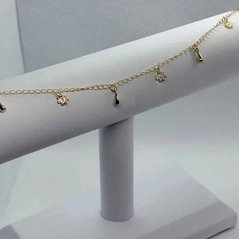 Brand New Brazilian 18k gold filled tear drop and flake Anklet