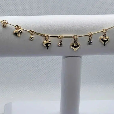 Brand New Brazilian 18k Gold Filled Heart Gems Anklet