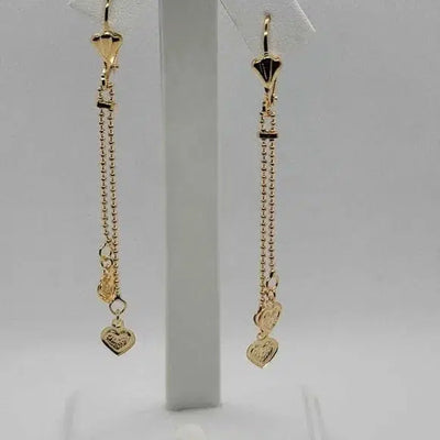 Brand New Brazilian 18k Gold Filled Dangle Heart Earrings