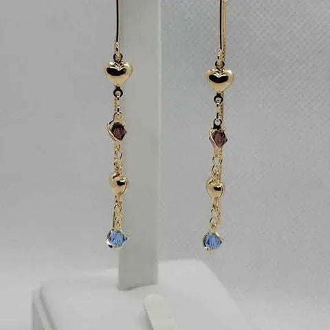 Brand New Brazilian 18k Gold Filled Dangle Heart Earrings