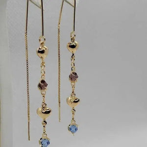 Brand New Brazilian 18k Gold Filled Dangle Heart Earrings