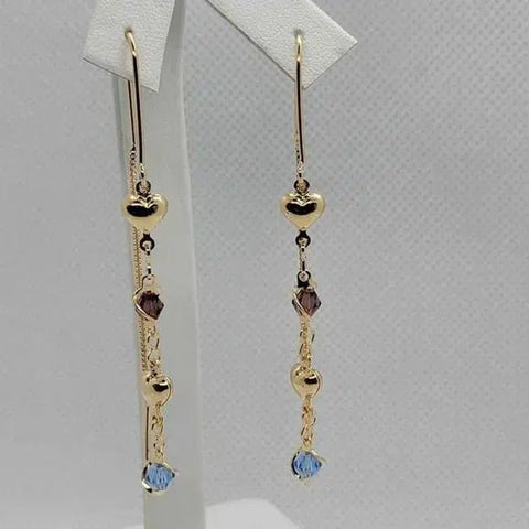 Brand New Brazilian 18k Gold Filled Dangle Heart Earrings