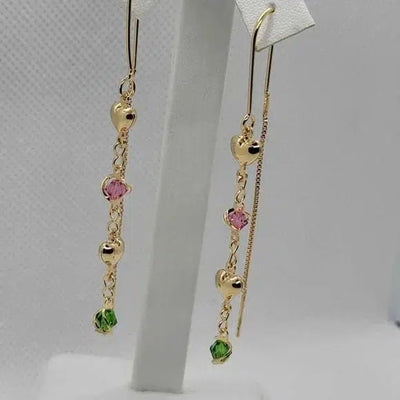 Brand New Brazilian 18k Gold Filled Dangle Heart Earrings