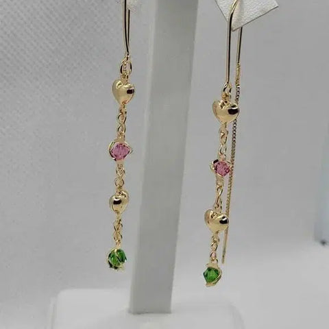 Brand New Brazilian 18k Gold Filled Dangle Heart Earrings