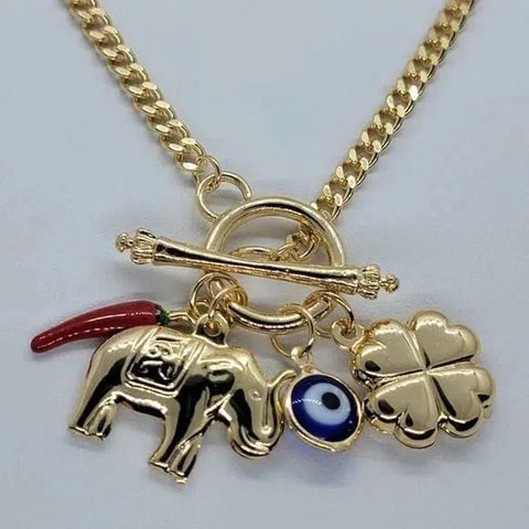 Brand New Brazilian 18k Gold Filled 4 Lucky Charms Necklace