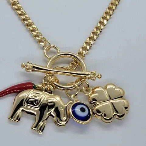 Brand New Brazilian 18k Gold Filled 4 Lucky Charms Necklace