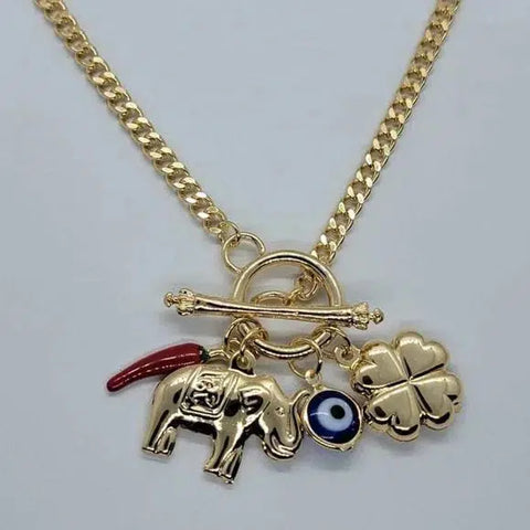 Brand New Brazilian 18k Gold Filled 4 Lucky Charms Necklace